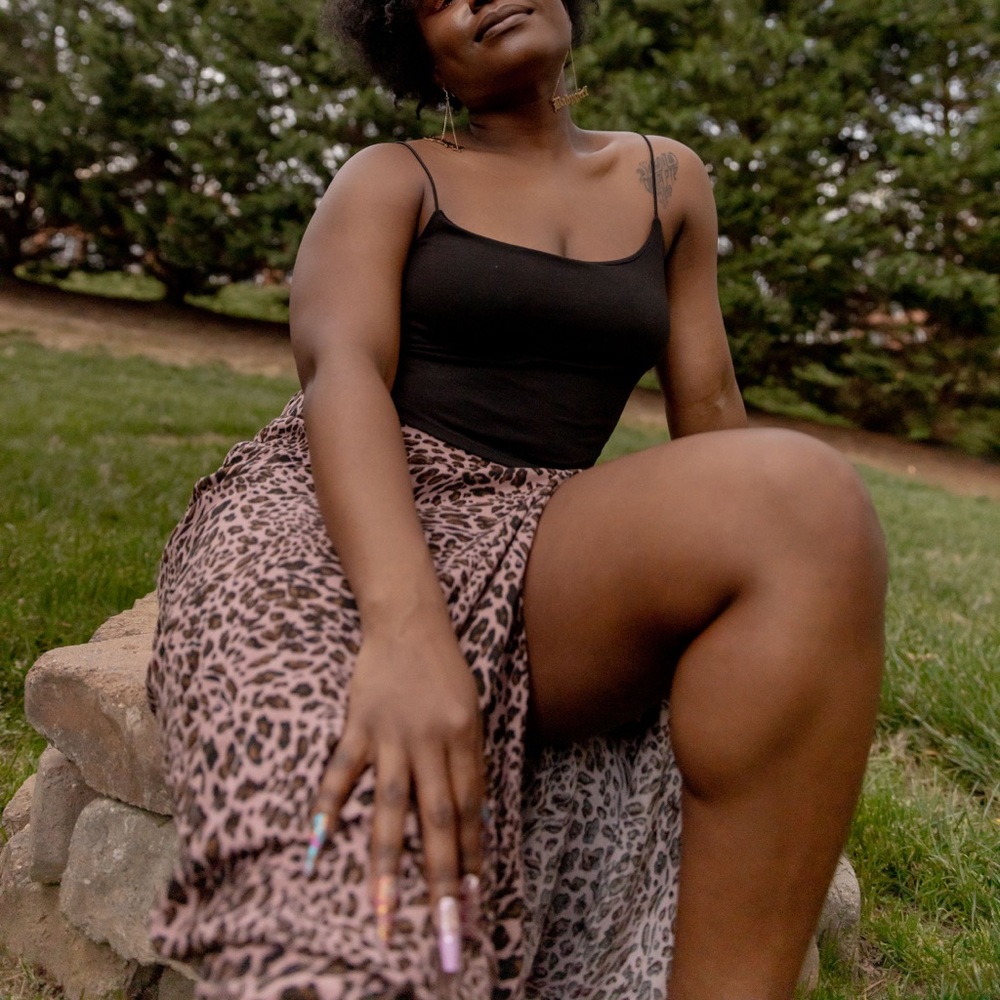 Pink and black leopard print skirt